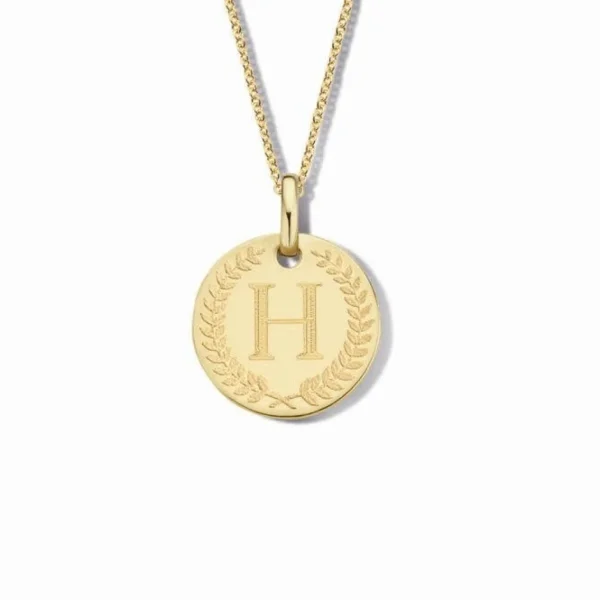 Minitials Kleine Disc Olijftak Ketting