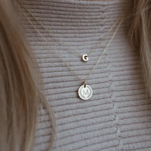 Minitials Kleine Disc Olijftak Ketting