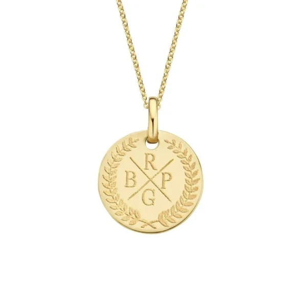 Minitials Middel Disc Olijftak Ketting