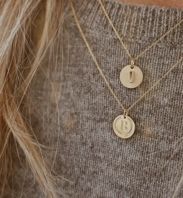 Minitials Middel Disc Olijftak Ketting