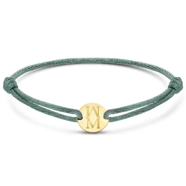 Minitials Middel Disc Satijn Armband