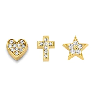Minitials Één Signature Pavé Symbool Oorbel
