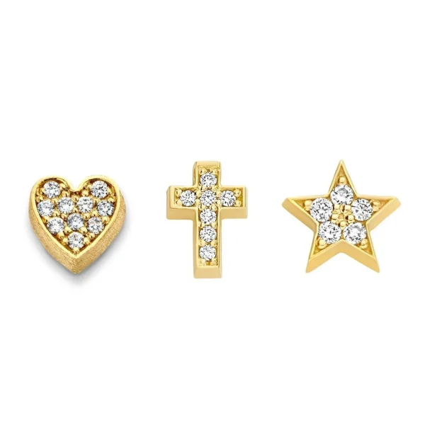 Minitials Één Signature Pavé Symbool Oorbel