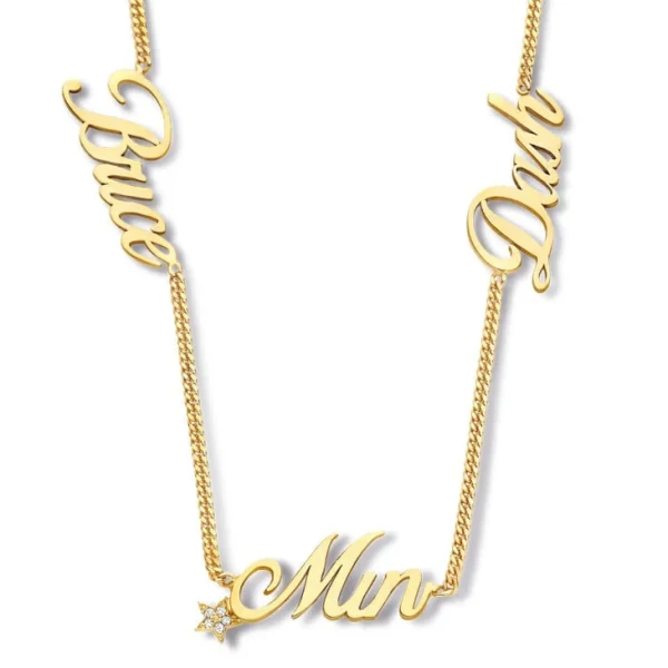 Minitials Scripted ketting drie namen