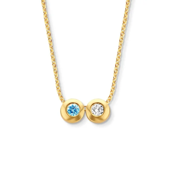 Minitials Twee Geboortesteen Ketting