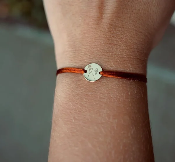 Minitials Vingerafdruk Kleine Disc Satijn Armband