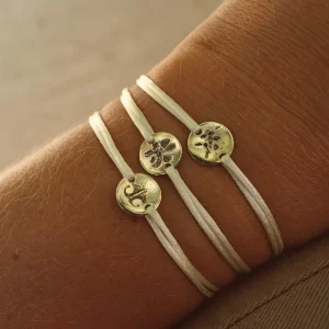 Minitials Vingerafdruk Kleine Disc Satijn Armband