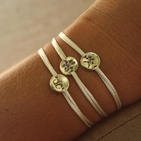 Minitials Vingerafdruk Kleine Disc Satijn Armband