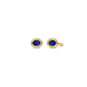 Miss Spring Oorknop Brilliantly Bezel Ovaal Saffier