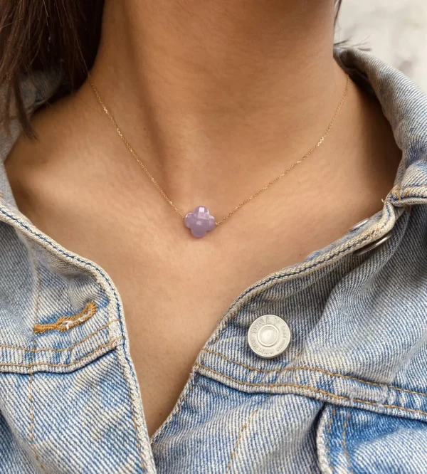 Morganne Bello Ketting Gold Clover Lavanda Jade