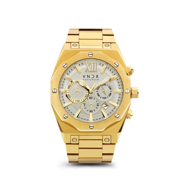 VNDX Horloge MD11885-02 Wise Man Staal Goud Wit