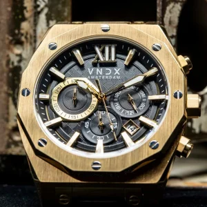 VNDX Horloge MD11885-01 Wise Man Staal Goud Zwart