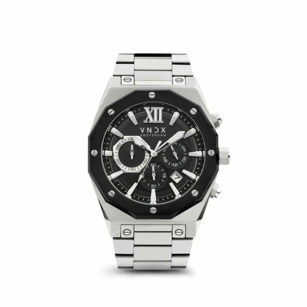 VNDX Horloge MS11885-01 Wise Man Staal Zwart Zilver